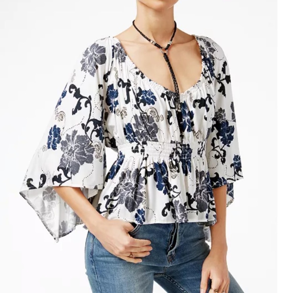 Free People OB550993 Glenside Floral Print Sz: L